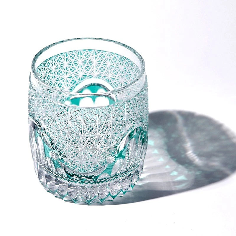 Hand Engraved Whisky Glass Old Fashioned Edo Kiriko Glassware Collection Gift