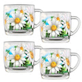 DAISY 4-pc Glass Mug Set Tea Coffee Cup Teacup Durable Top Quality 10 oz ea